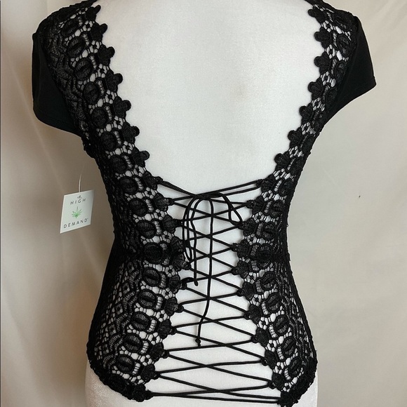 High Demand Tops - HIGH Demand Black Corset Style Jersey Top